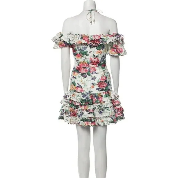 ZIMMERMANN Floral Print Mini Dress ZIM 0 / US 4 white - Picture 8 of 16